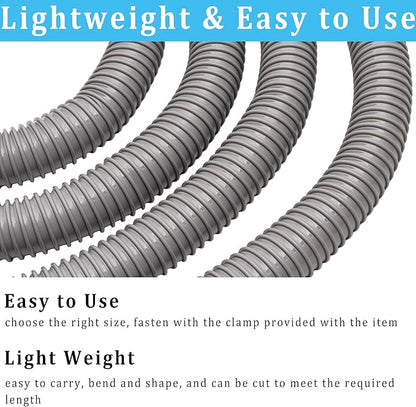 Dust Collection Hose 1.5 in × 5 ft Heavy Duty Flexible PVC Reinforced Thicken Helix Suction Discharge Corrugated Pipe Hose for Fume Dust Collector Fitting Wood Chip Saw (1.5 inch gray hose)