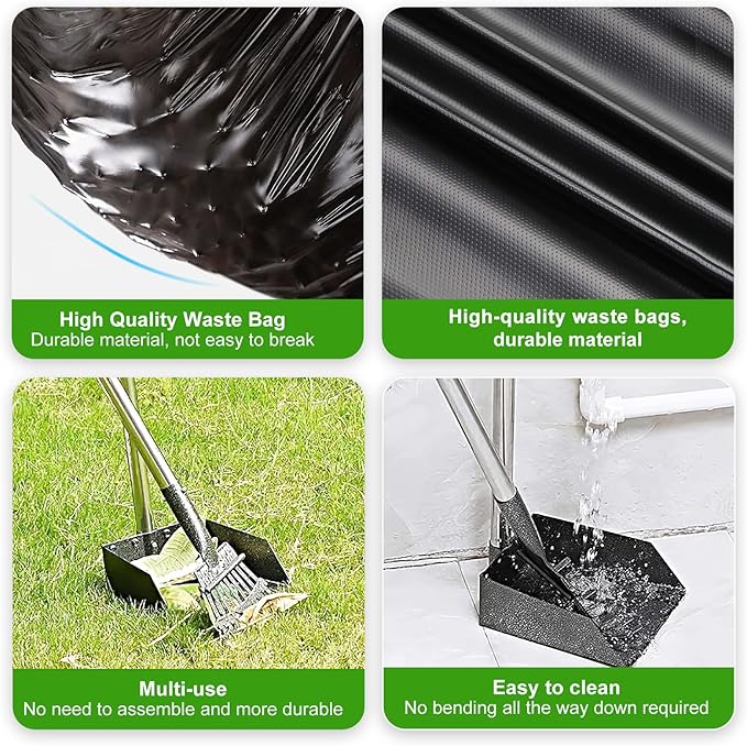 Dog Poop Trash Can Outside with Pooper Scooper, 20L/5Gal Dog Waste Trash Can with Lid, Pedal and Removable Inner Bin, Pet Poop Bin with Metal Rake & Tray and 100 Bags