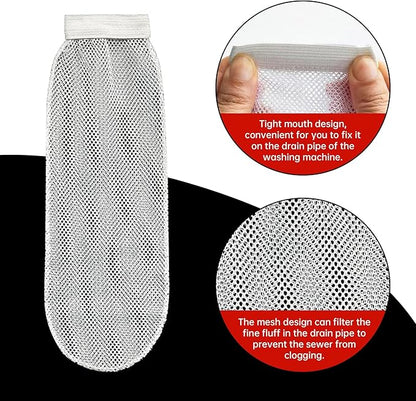 64-Piece Lint Trap and Cable Ties Set for Washing Machine, Includes 16 Nylon Mesh Lint Traps and 48 Cable Ties, Easy and Effective Lint Filtration (White)