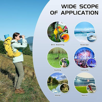10x25 Binoculars for Adults and Kids, Compact Travel Binoculars for Bird Watching, Survival Gear for Outdoor Hunting Hiking, or Theater and Concerts
