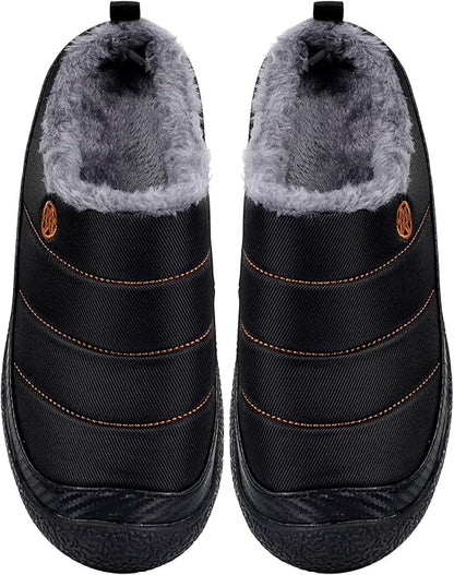 Womens Mens House Slippers Slip on Snow Winter Warm Fully Fur Lined Slippers Indoor Outdoor Shoes