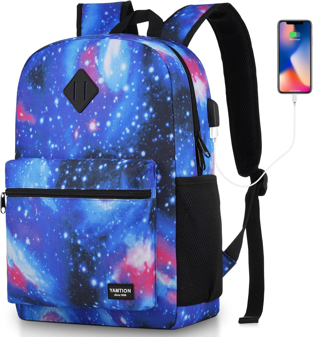 Unisex School Backpack,Casual Bookbag Adults and Teens Schoolbag with USB Port for High School College Office Work Travel