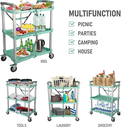 Olympia Tools 89-353 Pack N Roll Collapsible Service Cart, XL, 300LB Capacity, Teal