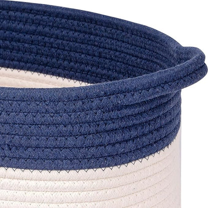 Medium and Large Woven Basket//With Handle, Used for Toys and Fabric Storage Basket used for Storing xl Storage Box, Decorative Storage Box Room 2pack (Blue, L13×W9×H7)