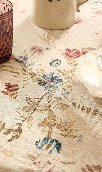 patdrea Designer Vintage Linen Small Round Tablecloth,Vintage Red Animals Pattern Floral Tablecloths,Decoration Table Cover for Kitchen Dining Christmas,Party,Thanksgiving,Diameter 55"-Townlife E