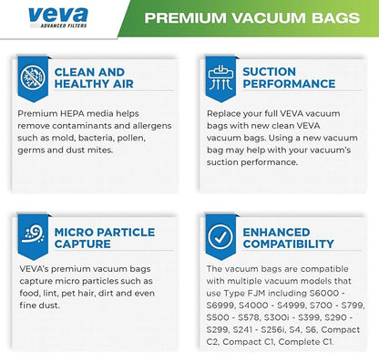 FJM Vacuum Cleaner Bags for Miele - 20 Pack - HEPA AirClean 3D Dust Bags – Fits Compact C1, C2, Complete C1