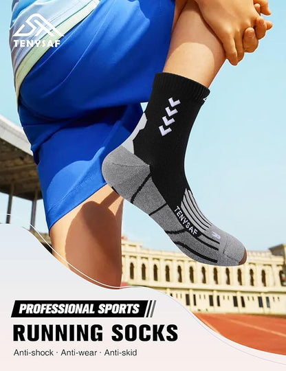 Compression Crew Running Socks: Athletic Socks for Men Women with Cushion,3 Pairs Work Hiking Basketball Sport Socks