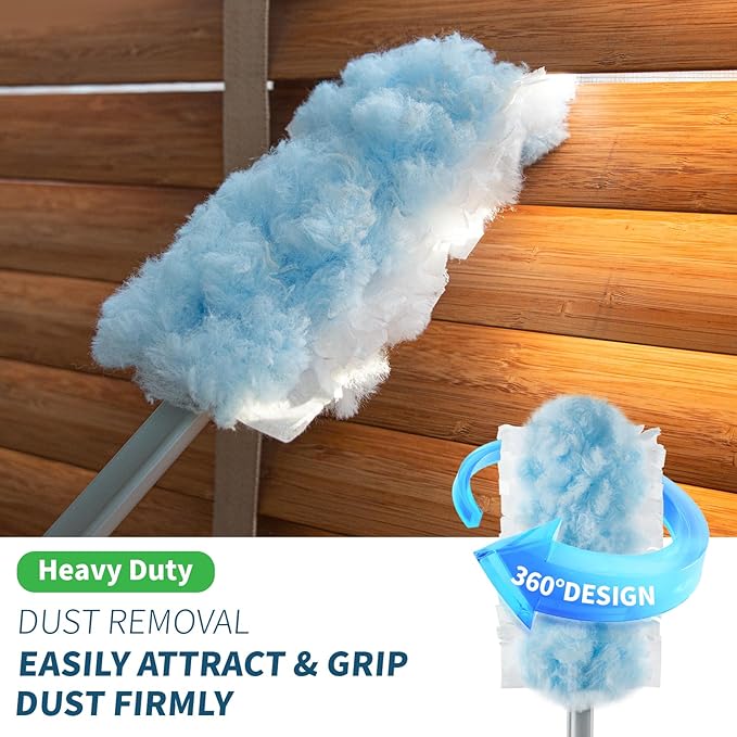 oshang Duster Heavy Duty 3.6 ft Extended Handle Dusting Kit - Multi-Surface Cleaning | Home, Office, Furniture, Ceiling Fan | Powerful Dust Removal | Feather Dusters (1 Duster + 12 Refills)