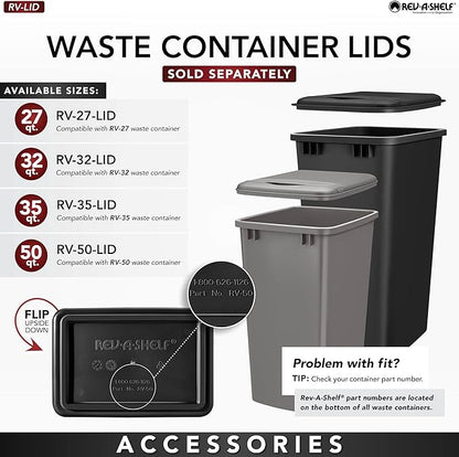 Rev-A-Shelf Double Trash Can Under Kitchen Cabinets Pullout, 35 Quart 8.75 Gallon with Soft-Close Slides, White, 53WC-1835SCDM-211