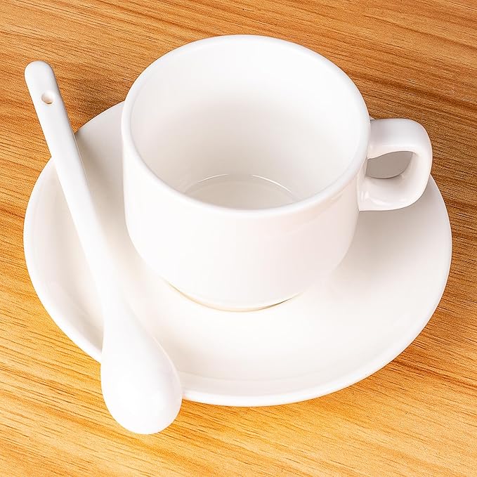 White Long Handle Porcelain Spoons Coffee, Tea, Yogurt and Ice-cream, Cutlery Fitting Ceramic Spoons 6.7 Inch Set of 10 (10, 6.7 inch)