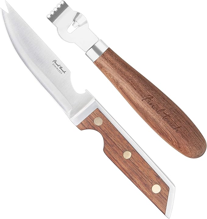 Final Touch Bar Knife & Zester Set - Multi-Function Design for Effortless Cocktail Prep - Adjacent Edge Handle, Stainless Steel Blade, Bottle Opener, and Zester Included (FTA2110)