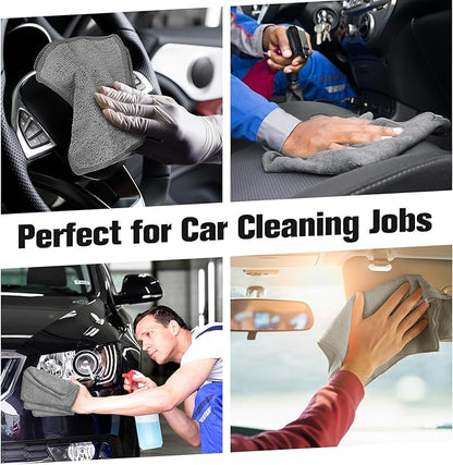 Tanlade Microfiber Cleaning Cloth 6"x6" Cleaning Rags Reasonable Kitchen Towels Microfiber Towels Cars Wash Dry Erase Cloth (Gray,50 Pcs)
