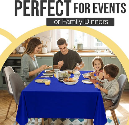 Party Solids 66% Thicker Premium Plastic Table Cloth Rectangle Table Cover 0.5 Mil 6 Pack Dark Blue Table Cloth 54 Inch x 108 Inch Disposable Tablecloth Won't Tear Easily Like Cheap Thin Brands