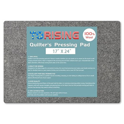 Wool Pressing Mat for Quilting 17”x24” - 100% Wool Heat Press Pad for Quilters Ironing