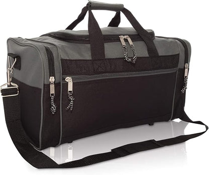 DALIX 21" Blank Sports Duffle Bag Gym Bag Travel Duffel with Adjustable Strap in Gray