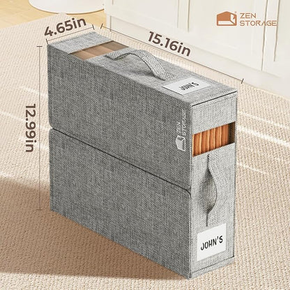 12Pack Sheet Organizers and Storage - King/Queen Size Sheet Storage Organizer with Window, Foldable & Dustproof Sheet Organizer for Linen Closet for Summer Blankets & Sheet Sets,Grey