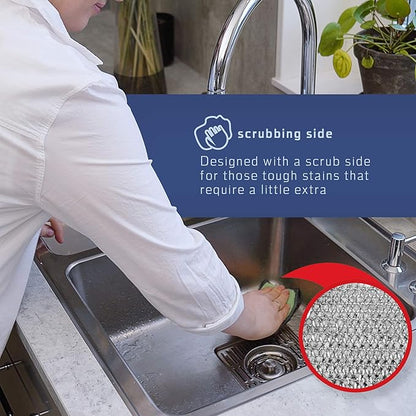 2-Sided Premium Microfiber Dish Sponge and Scrubber 3 Pack Variety - Heavy Duty Scouring Non-Scratch Multi-Surface