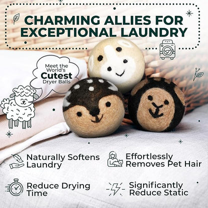 No More Dryer Sheets! Reusable Wool Dryer Balls XL 6-Pack - Reduces Static, Cuts Dry Time, & Softens Naturally