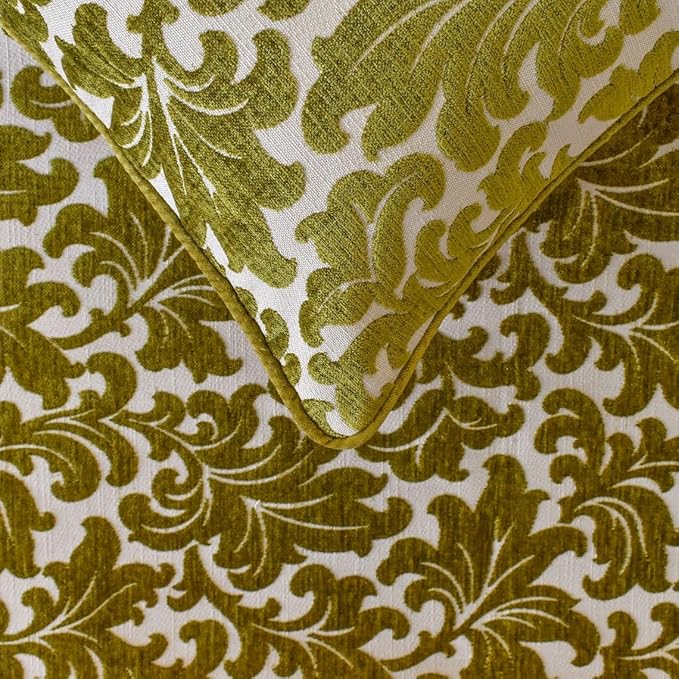 The HomeCentric King/Queen/Twin Chartreuse Decorative Twin 53"x18" Bed Runner Without Pillow Cover, Velvet, Floral Pattern Bed Scarf on Velvet Fabric - Enchanted Chartreuse