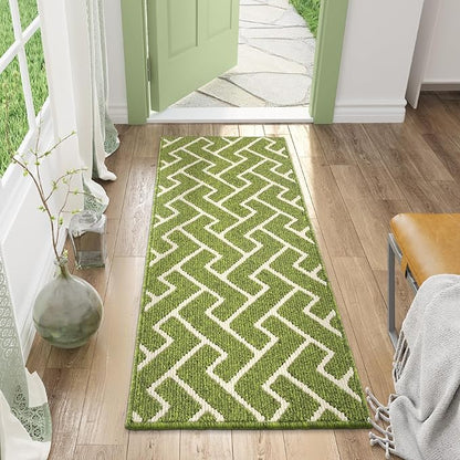 hicorfe Indoor Doormat,Front Back Door Mat Rubber Backing Non Slip Door Mats 20"x48" Absorbent Resist Dirt Entrance Doormat Inside Floor Mats for Entryway Washable Low-Profile(Sage Green)