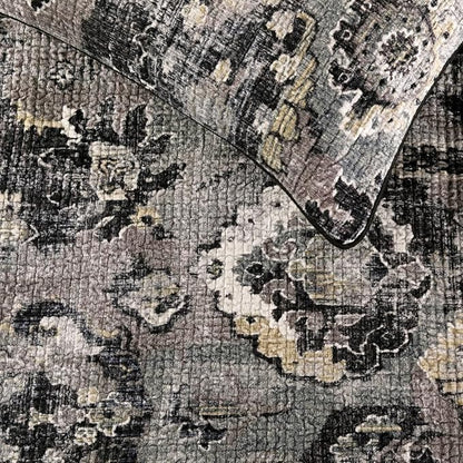 The HomeCentric Decorative Black & Grey CA King 86 x 18 inch Bed Runner with 2 Matching Pillow Cover, Velvet Damask with Tassels Bed Scarf, Abstract Modern - Paved Damask