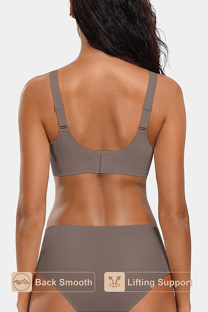 Vertvie Womens Seamless Bras No Underwire Supportive Wireless Push Up Full Coverage Bralette Comfort Scalloped T-Shirt Bra