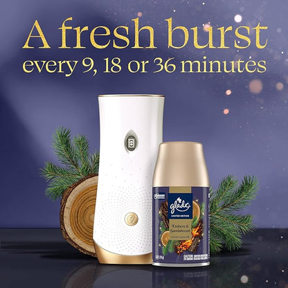 Glade Automatic Spray Refill, Embers & Sandalwood, Scented Air Freshener for Home and Bathroom, 6.2 Oz, 2 Count