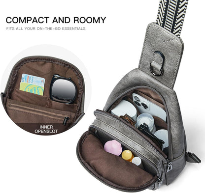 Sling Bag For Women Fanny Pack Crossbody Travel Shoulder Belt Bags Tote Backpack Purse Faux Leather