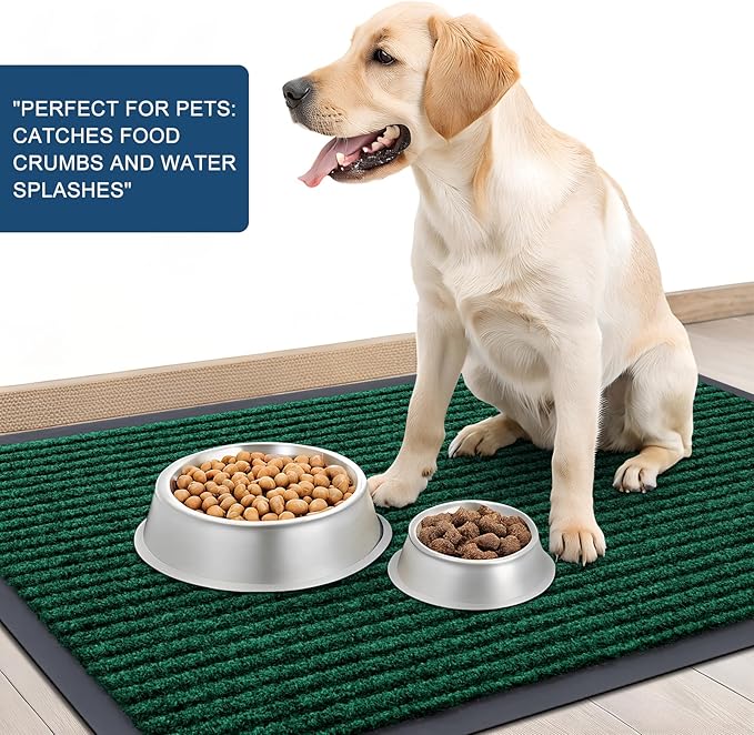 OLANLY Front Door Mat Indoor Outdoor Entrance, Waterproof Heavy Duty Doormat, Fade Resistant, Low Profile, Easy Clean Patio Porch Welcome Floor Mats for Entry, 59x20, Green