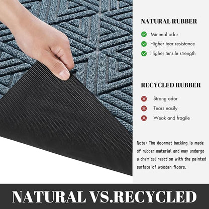 Yimobra Large Door Mat 47x24, All-Weather Waterproof Non-Slip Welcome Matt Outdoor, Heavy Duty Non Slip Doormat for Entryway for Patio and Garage Indoor, Easy Clean, Mix Blue