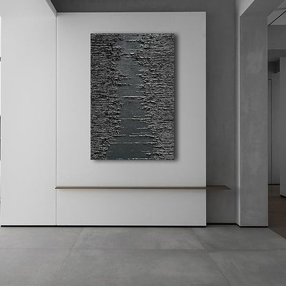 NANKAI Art Hand-Painted Thick Texture Black Minimalist Oil Painting 45x30 Inchs Texture Abstract Painting Home Wall Decorative Art