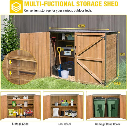 Aivituvin Outdoor Storage Shed Upgraded with Strong Metal Frame Horizontal Storage Cabinet for Trash Cans and Yard Tools 4.2 ft. x 2.3 ft.
