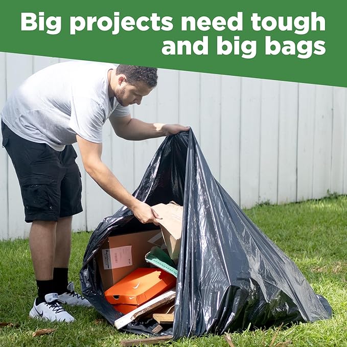 ToughBag 95-96 Gallon Trash Bags Heavy Duty, Black Garbage Bags (50 COUNT) Extra Large 90, 95, 96, 100 Gallon Can Liners - Made In USA