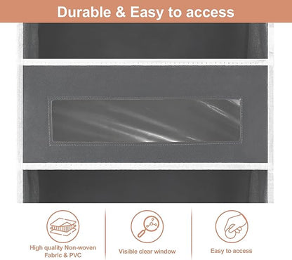3 Packs 5-Tier Over the Door Storage Organizer with 10 Side Mesh Pockets, 48 lbs Load Capacity, 3 Hooks Design, Hanging Organizer with Clear Windows for Bathroom, Bedroom, Nursery, Kitchen-Grey