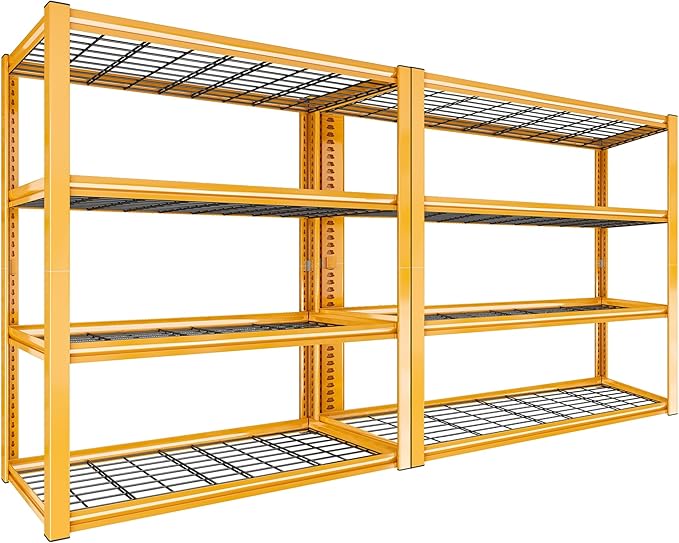 REIBII 40" W Garage Shelving 2240 LBS Storage Shelves Adjustable Heavy Duty Shelving 4 Tier Metal Shelves for Storage 59.5"H Metal Shelf for Pantry Basement Warehouse 40"W × 19.5"D × 59.5"H, 2 Pack