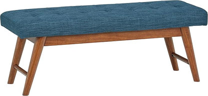 Amazon Basics Modern Haraden Upholstered Button-Tufted Bench, Blue, 16 x 44 x 17 in (Previously Rivet brand)