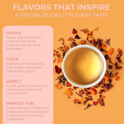 Katy’s Peach Bellini Loose Leaf Tea | Fruity & Refreshing Light White Herbal Tea | Apple, Peach & Mango | Caffeine-Free Tea | 30+ Cups | Hot or Iced | Premium Quality, Woman-Owned | 2.75oz Pouch