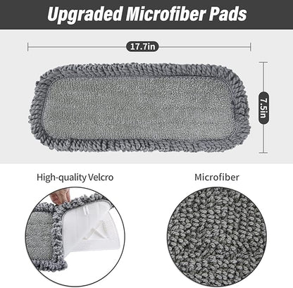 16.5 inch Mop Pads Refills, 3 Pack Microfiber Reusable Replacement Mop Pads Flat Replacements Heads for Wet Or Dry Floor Cleaning and Scrubbing, Grey Tassel Cloth