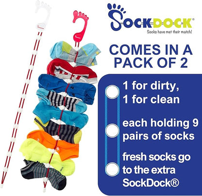 Sock Laundry Solution for Washing Drying & Storing Socks in Pairs, Clip & Hold Socks in Washer Dryer & Closet 2-Pack