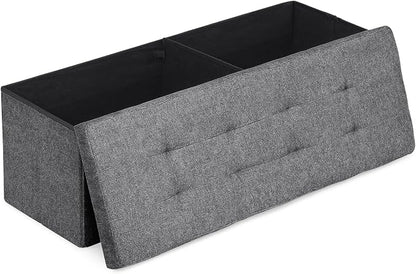 Athena Collection 43" Storage Ottoman Bench Folding Bench with 130L Hidden Storage, Large End of Bed Bench Linen Foot Rest Stool Chest with Flipping Lid for Living Room, Bedroom, Entryway, Dark Gray