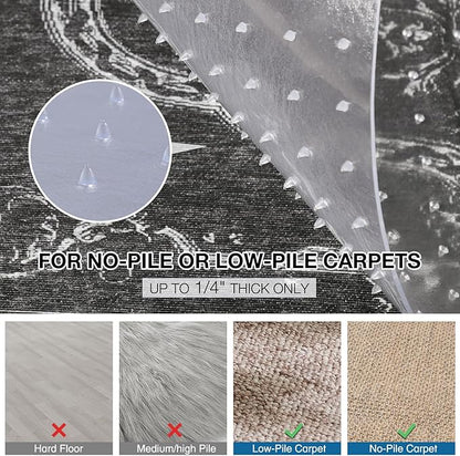 Chair Mat for Carpet, 46" x 60" Desk Chair Mat for Carpeted Floors, Non-Slip Office Vinyl Mat for Carpet with Studded, Easy Glide Heavy Duty Floor Protector Mat for Home Office, Clear