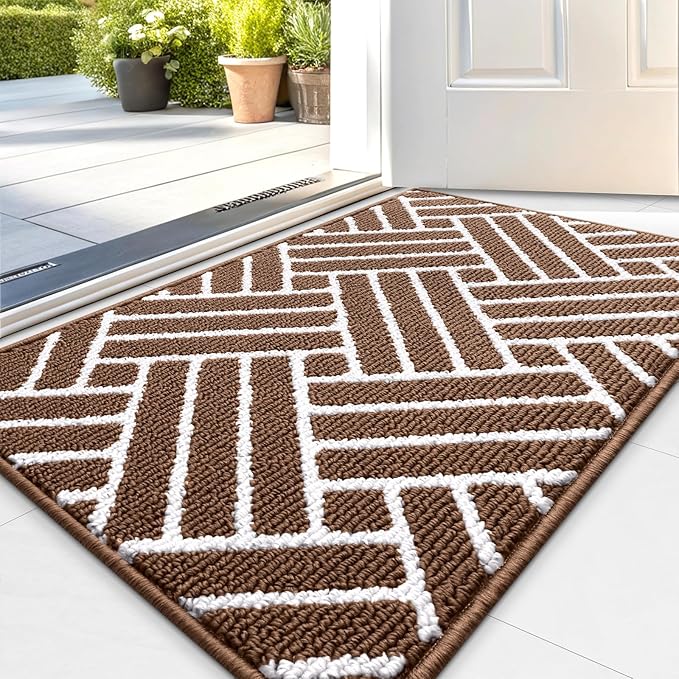 OLANLY Indoor Door Mat, 36x24 Inch, Dirt Resistant and Absorbent, Non-Slip Rubber Backing Floor Mats, Easy Clean Low-Profile Doormat for Entryway, Front Door, and Inside Entrance, Coffee