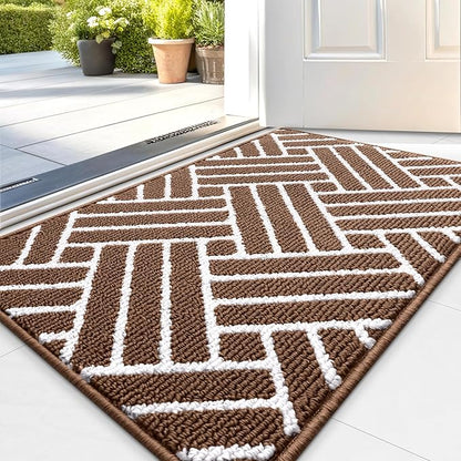 OLANLY Indoor Door Mat, 36x24 Inch, Dirt Resistant and Absorbent, Non-Slip Rubber Backing Floor Mats, Easy Clean Low-Profile Doormat for Entryway, Front Door, and Inside Entrance, Coffee