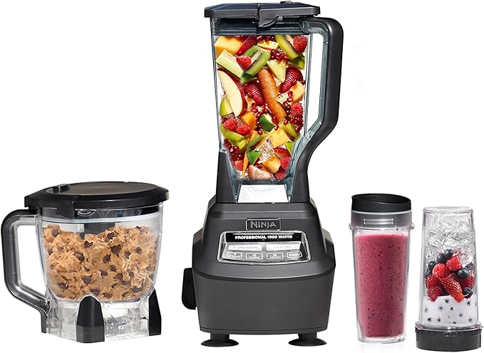 Ninja Mega Kitchen System, 1500W, 72 oz. Full-Size Blender & 8-Cup Food Processor with (2) 16 oz. To-Go Cups, Total Crushing Technology - Smoothies, Ice Crushing, Purees, Dough & More, Black, BL770