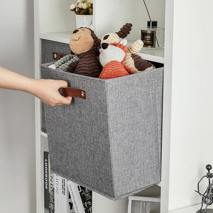 DULLEMELO Fabric Storage Cubes,13 inch Cube Stroage Bins for Empty Gift Basket,Toys Nursery Clothes Storage Linen Closet Organizers and Storage Baskets Shelves Bins(Grey-4 Pack)
