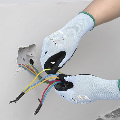 6-Paris Large Work Gloves for Men and Women, Nitrile Coated Safety Protective Gloves with Grip, Ideal for Gardening, Warehouse, Mechanic, Light Duty Construction Work