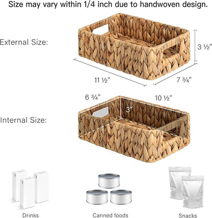 StorageWorks Water Hyacinth Baskets, Small Wicker Baskets for Organizing in Kitchen and Bathroom, 2-Pack