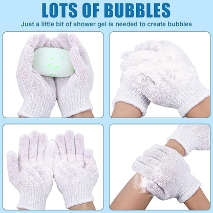 60Pcs Exfoliating Gloves Bulk, Scrub Gloves Exfoliating Body Scrubber Glove Exfoliator for Body Scrub Mitt, Bath Gloves for Shower Exfoliating Shower Glove for Women Bathing Accessories(White)