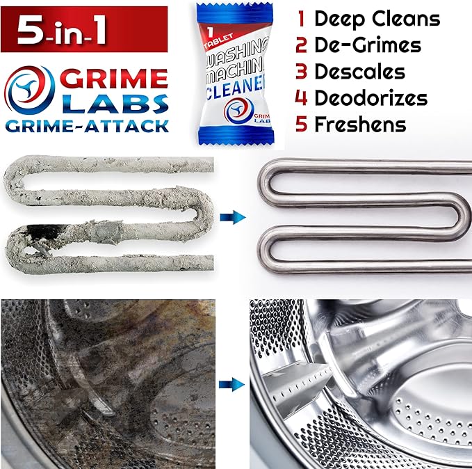 Washing Machine Cleaner Tablets - Penetrating Deep Clean Washer Cleaner Tablets For Front Loader And Top Load HE - Active Formula Tub Descaler Deodorizer