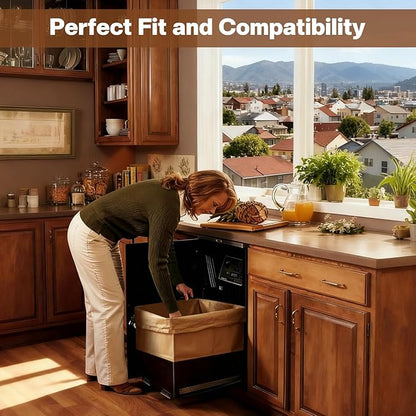 30 Pcs Trash Compactor Bags for Kitchen Pre-Cuffed Heavy Duty Kraft Paper Compactor Bags with Waterproof Liner Reinforced Bottom for Kitchen Use, 20.47 x 15.75 x 8.66"